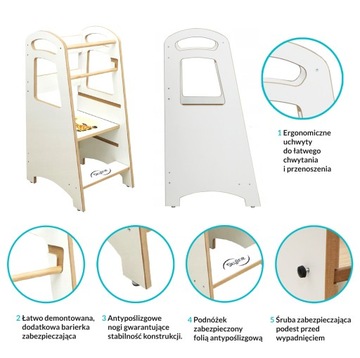 Кухонный помощник Кухонный помощник детский 2в1 Blackboard Solid White PL