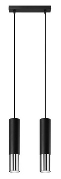 Lampa Wisząca LOOPEZ 2 czarny/chrom Zwis Sufitowy