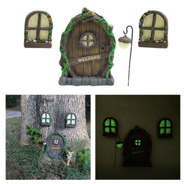 Miniaturowy krasnal wróżka okno drzwi elf dom dla
