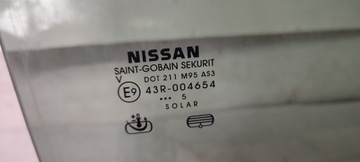 NISSAN NAVARA D40 FACELIFT 15R SKLO (OKNO) VELKÁ  DVEŘE PRAVÝ ZADNÍ AS3