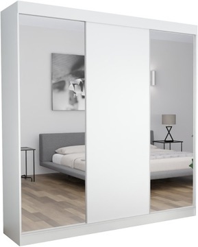 SZAFA PRZESUWNA GARDEROBA - 3D ATLANTA 170 CM BIAŁA (2x LUSTRO + PŁYTA)