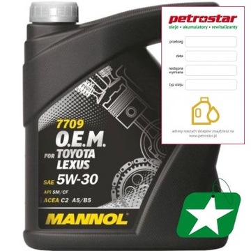 MANNOL OEM TOYOTA LEXUS C2 A5/B5 5W30 4L