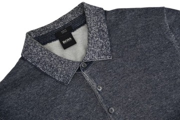 HUGO BOSS męska koszulka polo szara melanż bawełna SLIM FIT L