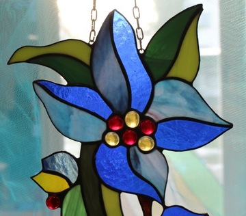 Витраж Тиффани «Райский цветок» синий
