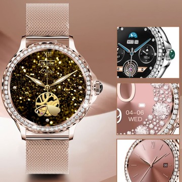 SMARTWATCH DAMSKI ZEGAREK ROZMOWY MENU PL PULS CIŚNIENIE DWA PASKI + GRATIS