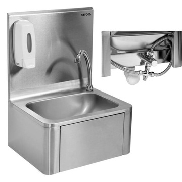 YATO GASTRO РАКОВИНА ДЛЯ РУЧКИ, АКТИВИРУЕМАЯ КОЛЕННЫМ ДИСПЕНСЕРОМ 400x330x570 мм YG10010