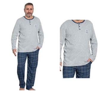 Пижама мужская, с длинными рукавами, 100% хлопок, 1 класс, XXXL