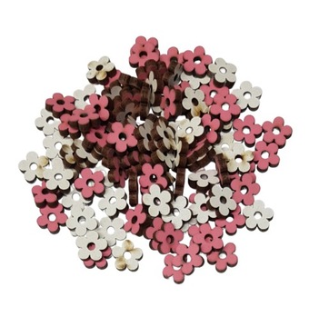 Kwiaty drewniane kwiatki 1cm 10mm różowe ozdoba 100szt płyta Scrapbooking