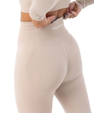 Legginsy damskie sportowe getry wysoki stan Blaze Carpatree S beżowe