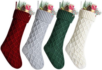 4шт Рождественские длинные вязаные носки