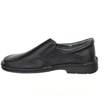 Czarne półbuty męskie skórzane wsuwane Maximus komfortowe buty ROZ. 45