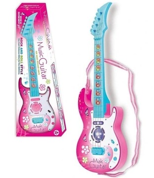GITARA ROCKOWA DZIECI ŚWIECI GRA STRUNY INSTRUMENT ZABAWKA EDUKACYJNA