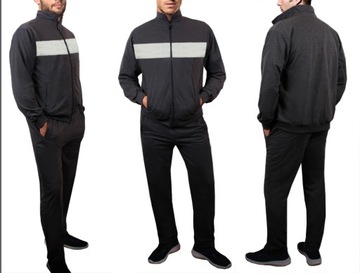 ТЕПЛЫЙ МУЖСКОЙ спортивный костюм, толстовка, воротник стойка, черный, 2382 L