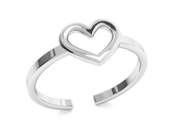 Srebrny regulowany pierścionek serce srebro 925 9
