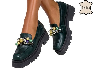 MOKASYNY PÓŁBUTY NA PLATFORMIE POLSKA SKÓRA NEW 40