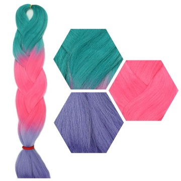 Włosy SYNTETYCZNE do warkoczyków KOLOROWE warkoczyki DOCZEPIANE WŁOSY ombre