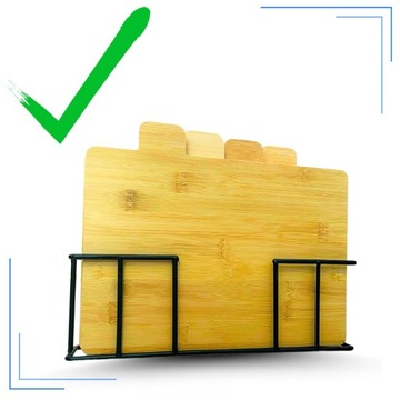 ZESTAW 4x BAMBUSOWA DESKA KUCHENNA DO KROJENIA SERWOWANIA DREWNIANA +STOJAK