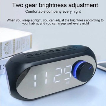Беспроводной светодиодный динамик Bluetooth с зеркалом, бесшумные цифровые двойные часы