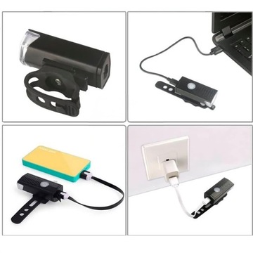 2x Lampka Rowerowa LED Przód Tył Akumulatorowa Zestaw Lampek do Roweru USB
