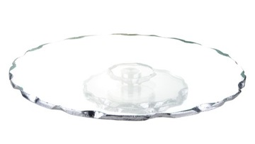 Szklana patera obrotowa srebrna glamour