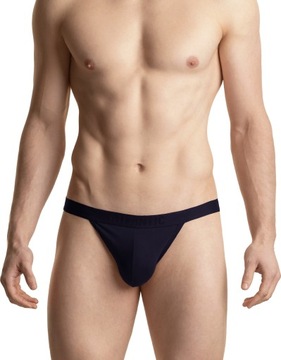 STRINGI MĘSKIE ATLANTIC SLIPY Z ODSŁONIĘTĄ PUPĄ MP1572 SEXY GRANATOWE *M*