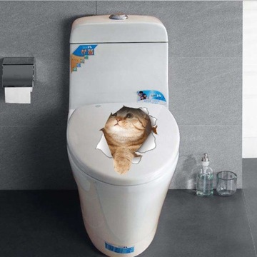 МЕБЕЛЬНАЯ НАКЛЕЙКА КОШКА ДЕКОРАТИВНАЯ СТЕНА ДЛЯ ТУАЛЕТА