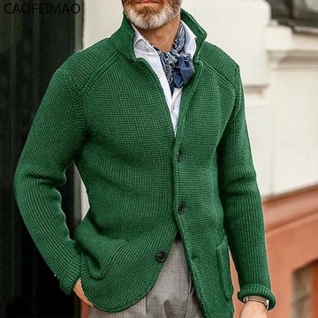 2023 Spring Autumn New Slim Stand Collar Men Knitt