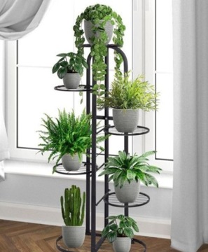 Металлическая подставка для цветов, устойчивая подставка для цветов, 7 горшков, черная