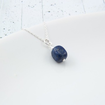 Naszyjnik srebrny kamień lapis lazuli srebro 50 cm