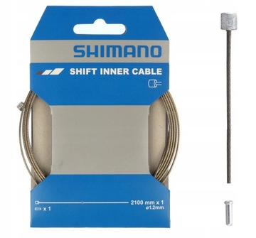 SHIMANO Stalowa linka przerzutki 1,2 mm x 2100 mm z końcówką
