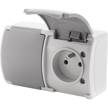 Podwójne gniazdo elektryczne n/t IP44 250V klapka