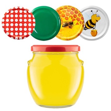 5x Słoik SZKLANY Amfora 520 ml DŻEM PRZETWORY MIÓD PRZYPRAWY + ZAKRĘKA FI82