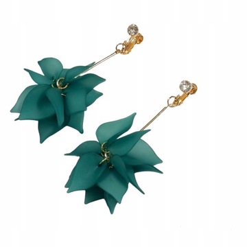 СЕРЬГИ ЦВЕТОК ЛОТОСА, ДЛИННЫЕ, ЗЕЛЕНЫЕ