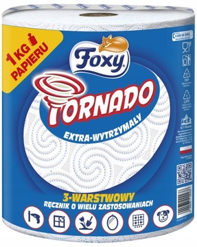 КУХОННОЕ БУМАЖНОЕ ПОЛОТЕНЦЕ FOXY TORNADO ПРОЧНОЕ БЕЛОЕ, 3-СЛОЙНОЕ