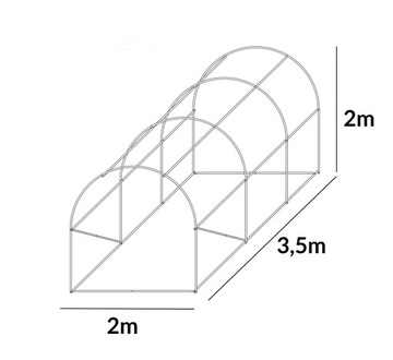 Tunel Foliowy Szklarnia 2x3,5m NAJGRUBSZE rurki 25mm + zestaw narzędzi
