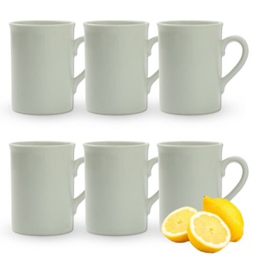 Zestaw 6 kubków porcelana do kawy do herbaty biały