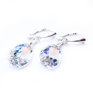 Srebrne 925 Kolczyki z kr. Swarovski Migdały 22mm
