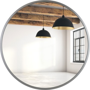LUSTRO OKRĄGŁE SREBRNE LOFT 85 CM