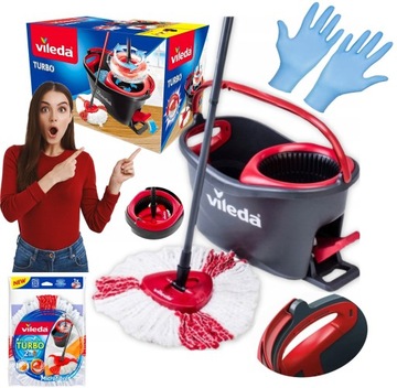 MOP OBROTOWY LUX VILEDA TURBO 3W1 MICROFIBRE XXL FULL ZESTAW + GRATIS