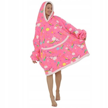 para piżama BLUZA KOC CIEPŁA OVERSIZE Z KAPTUREM