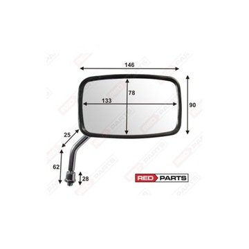 Зеркала мотоциклетные хромированные М10, большое стекло.