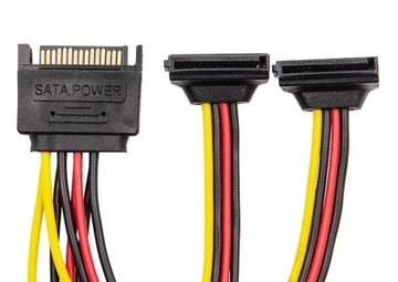 Кабель питания SATA (M) -> 2xSATA(F), изогнутый