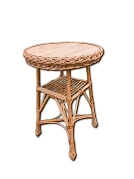 Stolik z wikliny 40 cm MOCNY (naturalny) z półką