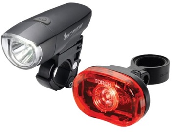 Zestaw przedniej i tylnej lampki TORCH 54038 bateria HIGH BEAMER COMPACT 1W