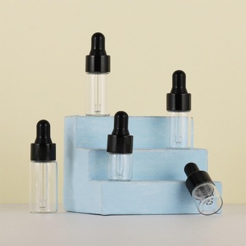 20x szklane butelki z zakraplaczem w kolorze czarno-białym 2ml