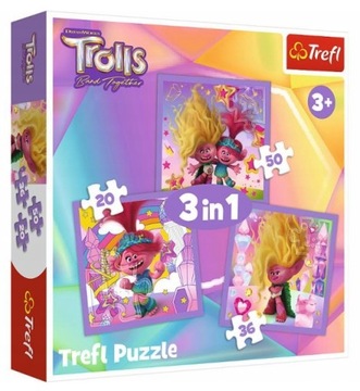 Puzzle 3w1 Trefl Poznaj wesołe Trolle 106 el.