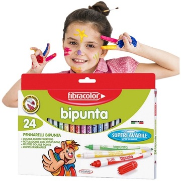 Pisaki FIBRACOLOR BIPUNTA Dwustronne 24 sztuki