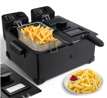 PODWÓJNA TRADYCYJNA FRYTKOWNICA NA OLEJ DO MIĘS FRYTEK MOCNA 3600W 6L
