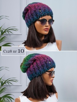 CZAPKA DAMSKA BEANIE SMERFETKA OMBRE CIEPŁA ZIMOWA