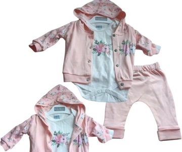 3 CZ. KOMPLET DRES NIEMOWLĘCY body bluza spodnie 74-80